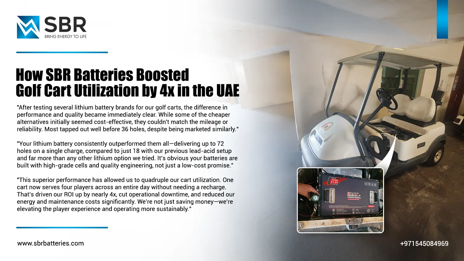 How SBR Batteries Helped a UAE Golf Course Achieve 4x Cart Utilization and Maximize ROI